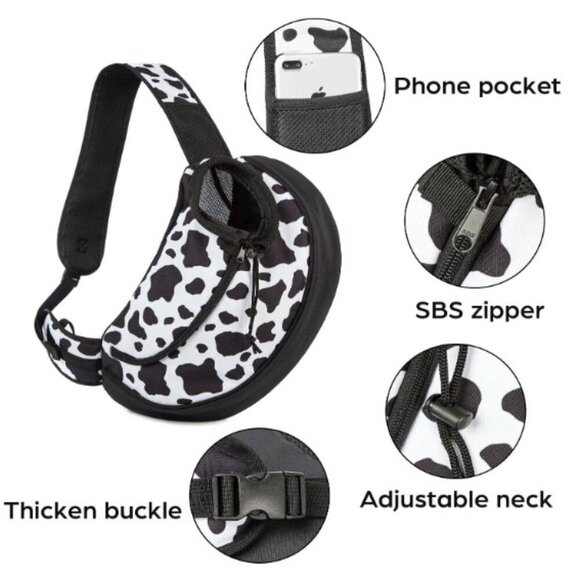 NEW CARRIER SLING BAG BREATHABLE MESH COW PRINT - Picture 10 of 12